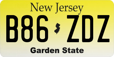 NJ license plate B86ZDZ