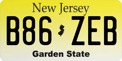 NJ license plate B86ZEB