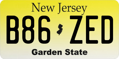 NJ license plate B86ZED