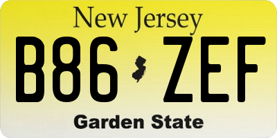 NJ license plate B86ZEF