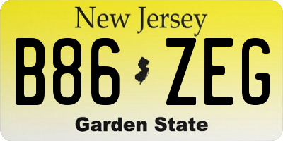 NJ license plate B86ZEG