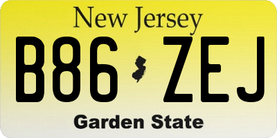 NJ license plate B86ZEJ