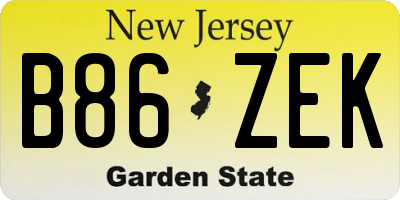 NJ license plate B86ZEK