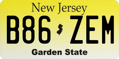 NJ license plate B86ZEM