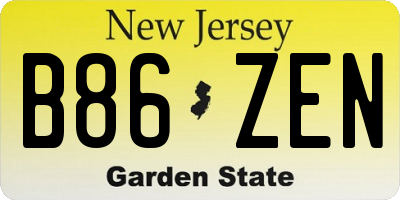 NJ license plate B86ZEN