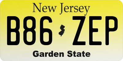 NJ license plate B86ZEP