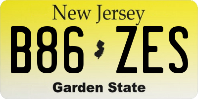 NJ license plate B86ZES