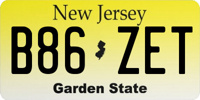 NJ license plate B86ZET