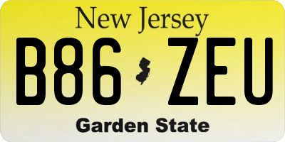 NJ license plate B86ZEU