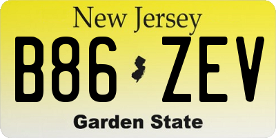 NJ license plate B86ZEV
