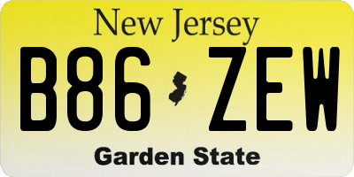 NJ license plate B86ZEW