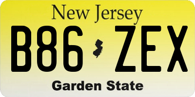 NJ license plate B86ZEX