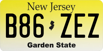 NJ license plate B86ZEZ