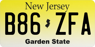 NJ license plate B86ZFA