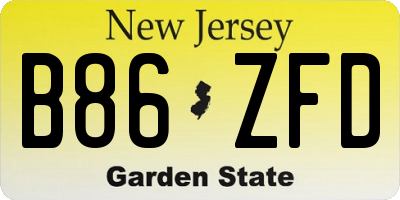 NJ license plate B86ZFD
