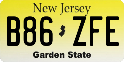 NJ license plate B86ZFE