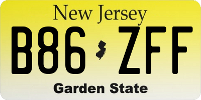 NJ license plate B86ZFF
