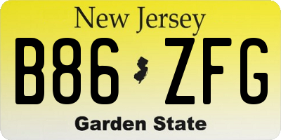 NJ license plate B86ZFG