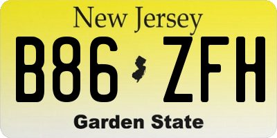NJ license plate B86ZFH