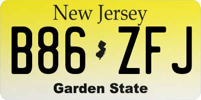NJ license plate B86ZFJ