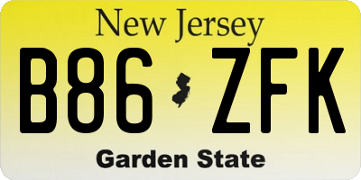 NJ license plate B86ZFK