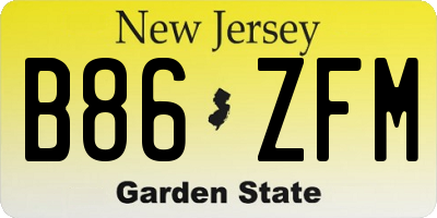 NJ license plate B86ZFM