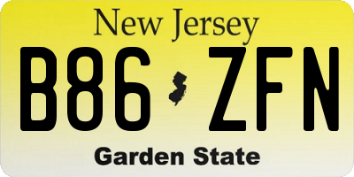 NJ license plate B86ZFN