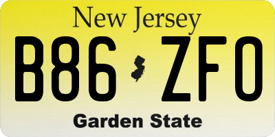 NJ license plate B86ZFO