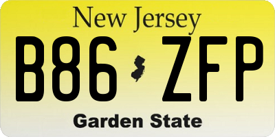 NJ license plate B86ZFP