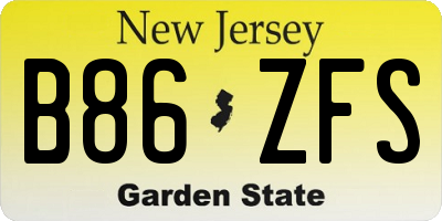 NJ license plate B86ZFS