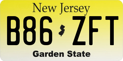NJ license plate B86ZFT