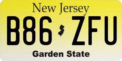 NJ license plate B86ZFU
