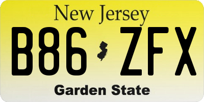 NJ license plate B86ZFX