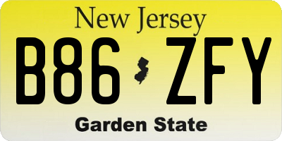 NJ license plate B86ZFY