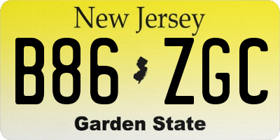 NJ license plate B86ZGC