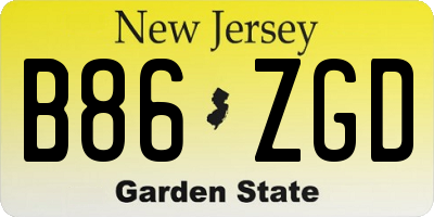 NJ license plate B86ZGD