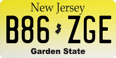 NJ license plate B86ZGE