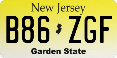 NJ license plate B86ZGF
