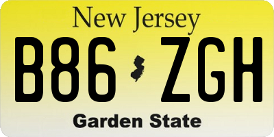 NJ license plate B86ZGH