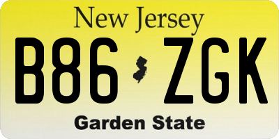 NJ license plate B86ZGK