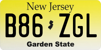 NJ license plate B86ZGL