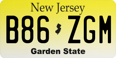 NJ license plate B86ZGM