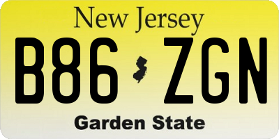 NJ license plate B86ZGN