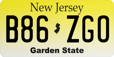 NJ license plate B86ZGO