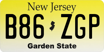NJ license plate B86ZGP