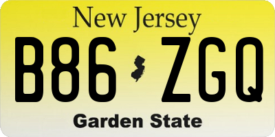 NJ license plate B86ZGQ