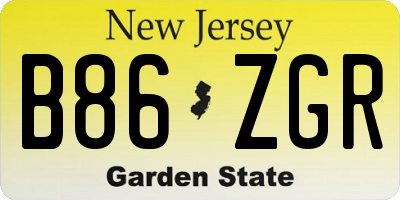 NJ license plate B86ZGR