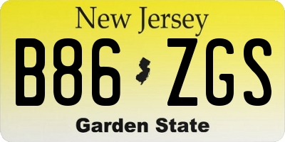 NJ license plate B86ZGS