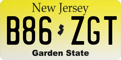 NJ license plate B86ZGT