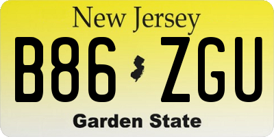 NJ license plate B86ZGU